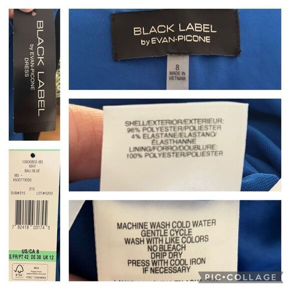 New Evan Picone Royal Blue Cocktail Cobalt Dress Wrap Ruched Flatter Ruffle Sz 8 - Picture 9 of 9